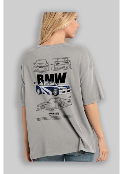 Bmw M3 Gtr Arka Baskılı Oversize T-Shirt Erkek Kadın Unisex Pamuk Bisiklet Yaka Tişort modelleri