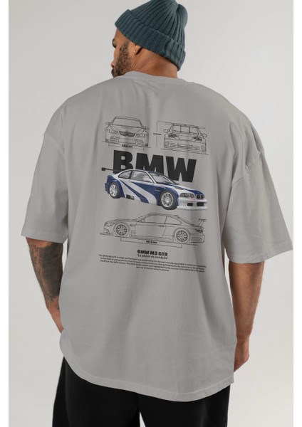 Bmw M3 Gtr Arka Baskılı Oversize T-Shirt Erkek Kadın Unisex Pamuk Bisiklet Yaka Tişort indirimleri