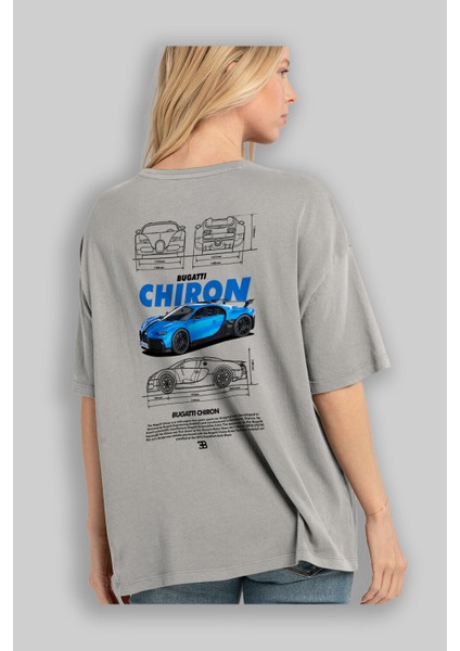 Bugattı Chıron Arka Baskılı Oversize T-Shirt Erkek Kadın Unisex Pamuk Bisiklet Yaka Tişort modelleri