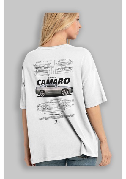 Chevrolet Camaro Ss Arka Baskılı Oversize T-Shirt Erkek Kadın Unisex %100 Pamuk Bisiklet Yaka Tişort modelleri