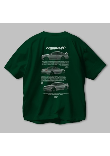 Nissan Skyline Gt-R Arka Baskılı Oversize T-Shirt Erkek Kadın Unisex Pamuk Bisiklet Yaka Tişort fiyatları