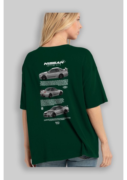 Nissan Skyline Gt-R Arka Baskılı Oversize T-Shirt Erkek Kadın Unisex Pamuk Bisiklet Yaka Tişort modelleri
