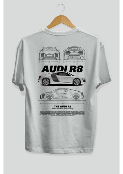 Audı R8 Arka Baskılı Oversize T-Shirt Erkek Kadın Unisex Pamuk Bisiklet Yaka Tişort fiyatları