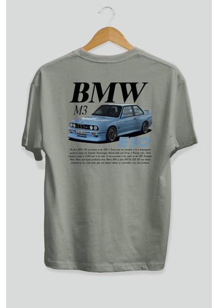 Bmw M3 E30 Arka Baskılı Oversize T-Shirt Erkek Kadın Unisex Pamuk Bisiklet Yaka Tişort fiyatları