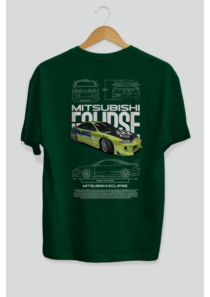 Mitsubishi Eclipse Arka Baskılı Oversize T-Shirt Erkek Kadın Unisex Pamuk Bisiklet Yaka Tişort fiyatları