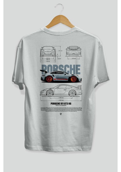 Porsche 911 Gt3 Rs 2 Arka Baskılı Oversize T-Shirt Erkek Kadın Unisex Pamuk Bisiklet Yaka Tişort fiyatları