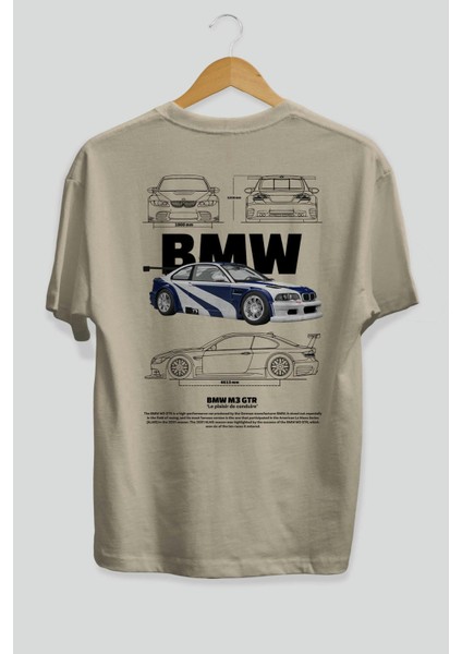 Bmw M3 Gtr Arka Baskılı Oversize T-Shirt Erkek Kadın Unisex Pamuk Bisiklet Yaka Tişort fiyatları