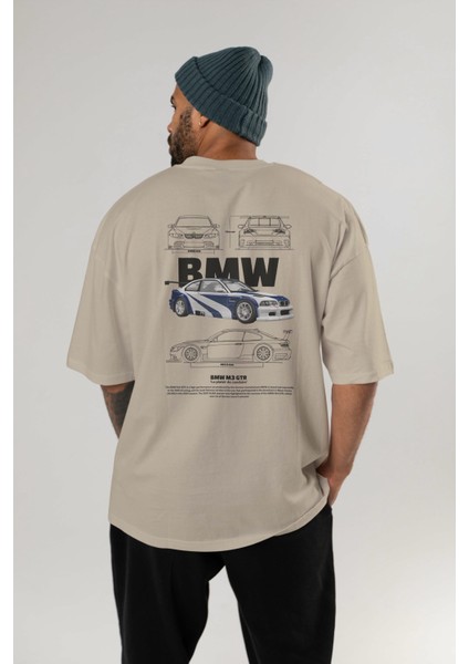 Bmw M3 Gtr Arka Baskılı Oversize T-Shirt Erkek Kadın Unisex Pamuk Bisiklet Yaka Tişort fırsatları