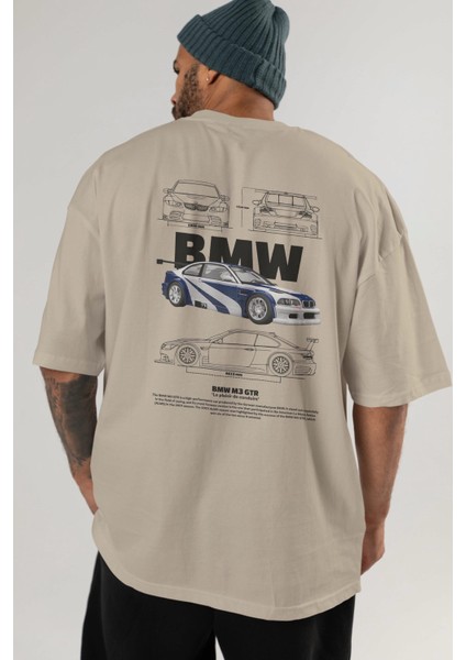 Bmw M3 Gtr Arka Baskılı Oversize T-Shirt Erkek Kadın Unisex Pamuk Bisiklet Yaka Tişort indirimleri