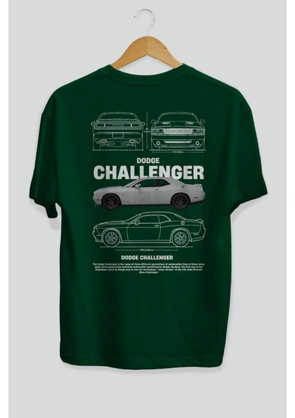 Dodge Challenger Arka Baskılı Oversize T-Shirt Erkek Kadın Unisex Pamuk Bisiklet Yaka Tişort fiyatları