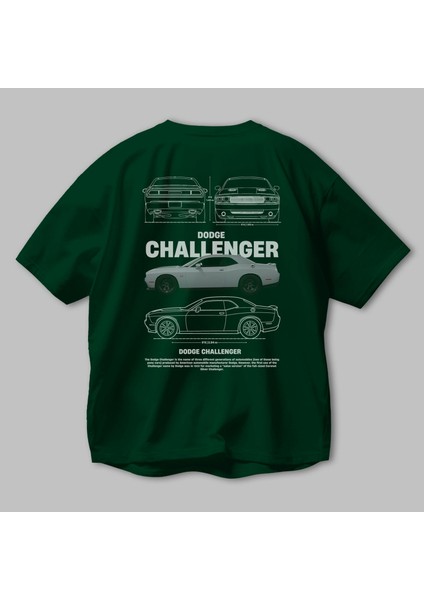 Dodge Challenger Arka Baskılı Oversize T-Shirt Erkek Kadın Unisex Pamuk Bisiklet Yaka Tişort modelleri