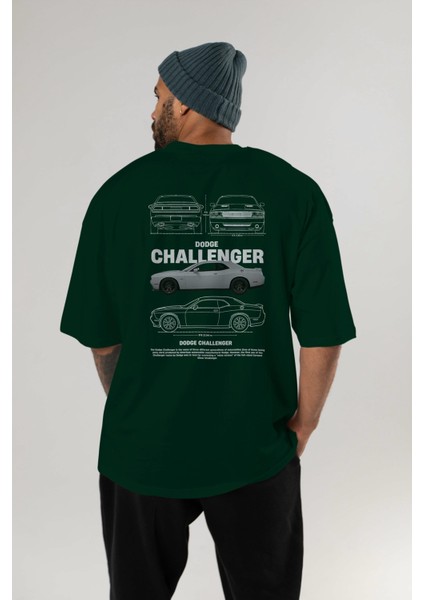 Dodge Challenger Arka Baskılı Oversize T-Shirt Erkek Kadın Unisex Pamuk Bisiklet Yaka Tişort indirimleri