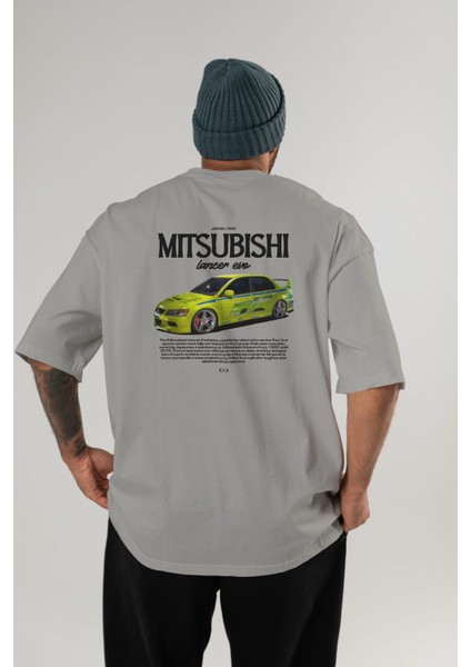 Mıtsubıshı Lancer Evo 3 Arka Baskılı Oversize T-Shirt Erkek Kadın Unisex Pamuk Bisiklet Yaka Tişort