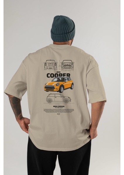 Mını Cooper 1 Arka Baskılı Oversize T-Shirt Erkek Kadın Unisex Pamuk Bisiklet Yaka Tişort