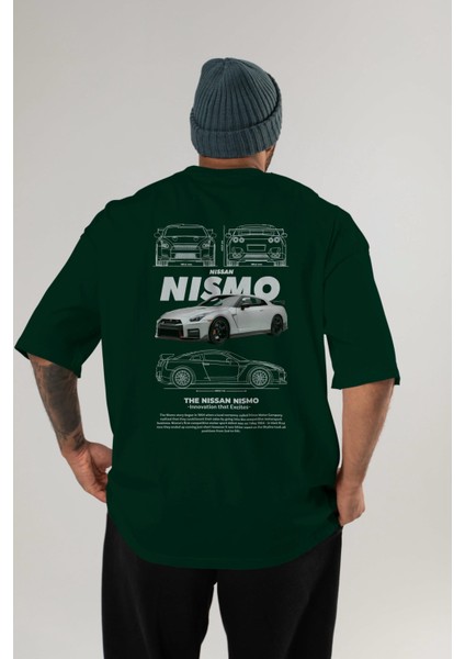 Nıssan Nısmo Arka Baskılı Oversize T-Shirt Erkek Kadın Unisex Pamuk Bisiklet Yaka Tişort
