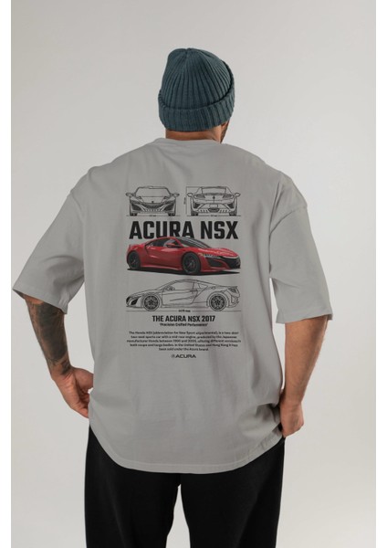 Honda Acura Nsx 1 Arka Baskılı Oversize T-Shirt Erkek Kadın Unisex Pamuk Bisiklet Yaka Tişort