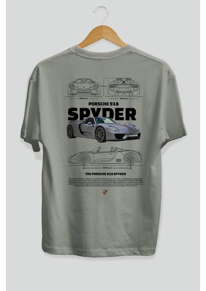 Porsche 918 Spyder 3 Arka Baskılı Oversize T-Shirt Erkek Kadın Unisex Pamuk Bisiklet Yaka Tişort fiyatları