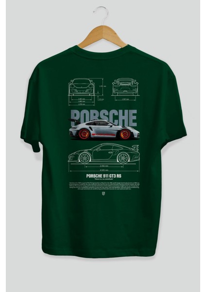 Porsche 911 Gt3 Rs 2 Arka Baskılı Oversize T-Shirt Erkek Kadın Unisex Pamuk Bisiklet Yaka Tişort fiyatları