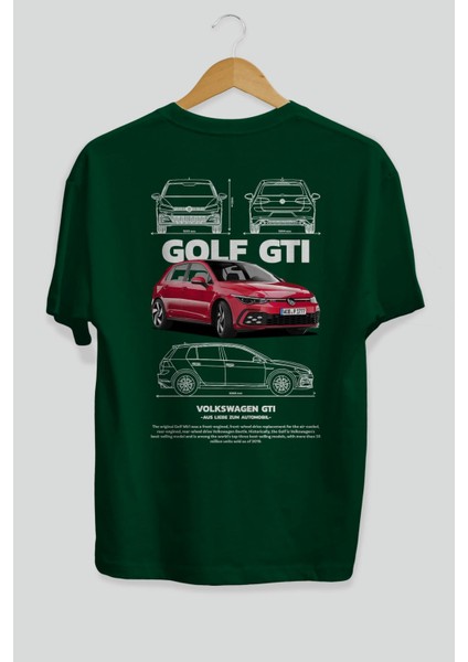 Volkswagen Golf Gtı Arka Baskılı Oversize T-Shirt Erkek Kadın Unisex Pamuk Bisiklet Yaka Tişort fiyatları
