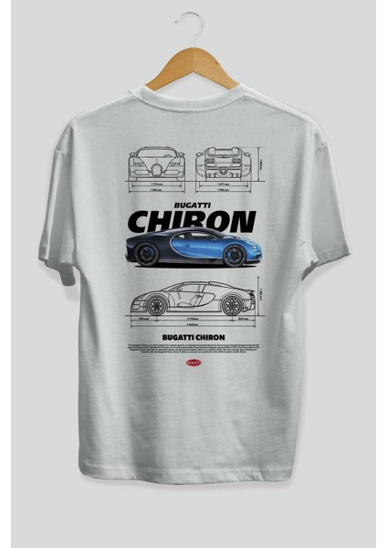 Bugatti Chiron 2 Arka Baskılı Oversize T-Shirt Erkek Kadın Unisex Pamuk Bisiklet Yaka Tişort fiyatları