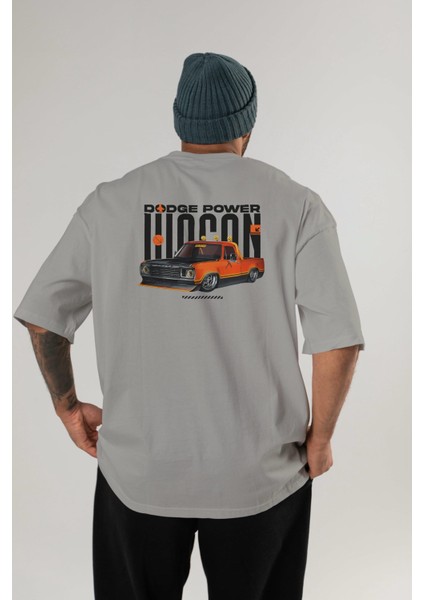 Dodge Power Wagon Arka Baskılı Oversize T-Shirt Erkek Kadın Unisex Pamuk Bisiklet Yaka Tişort