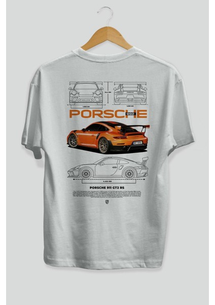 Porsche 992 Arka Baskılı Oversize T-Shirt Erkek Kadın Unisex Pamuk Bisiklet Yaka Tişort fiyatları