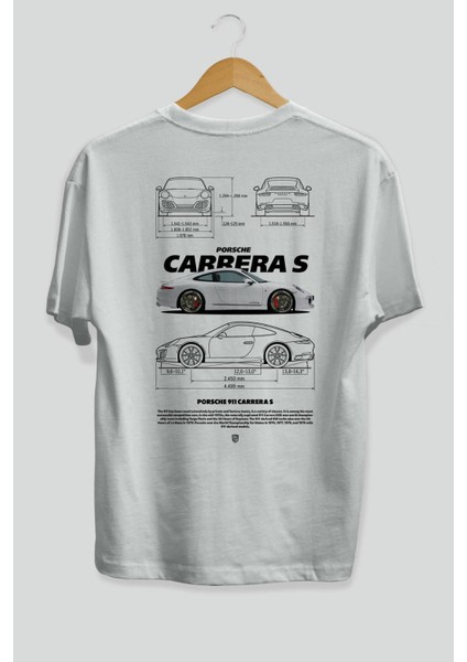 Porsche Carrera S Arka Baskılı Oversize T-Shirt Erkek Kadın Unisex Pamuk Bisiklet Yaka Tişort fiyatları