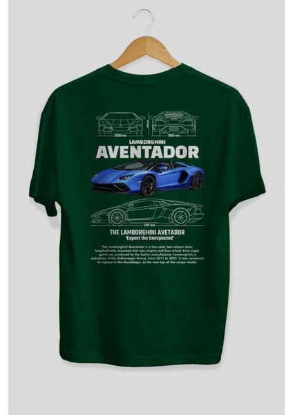 Lamborghini Aventador 1 Arka Baskılı Oversize T-Shirt Erkek Kadın Unisex Pamuk Bisiklet Yaka Tişort fiyatları