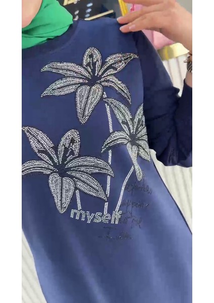 Ayşe Akay Zambak Desenli Iki Iplik Kumaş 100 cm Tunik 1656
