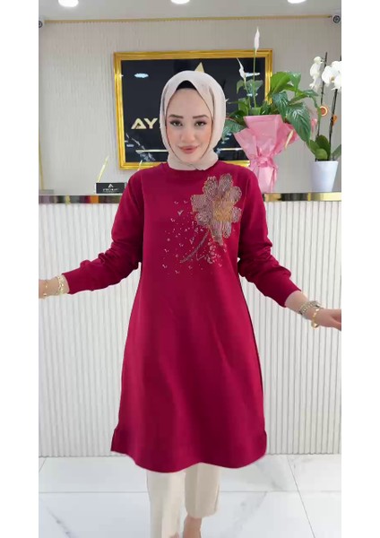 Ayşe Akay Çiçek Desenli Iki Iplik Kumaş 100 cm Tunik 1657