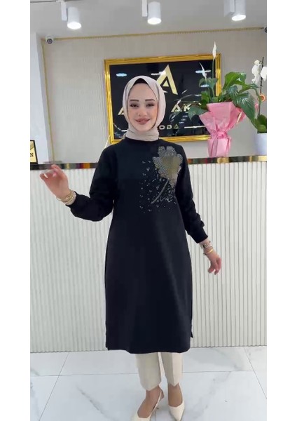 Ayşe Akay Çiçek Desenli Iki Iplik Kumaş 100 cm Tunik 1657