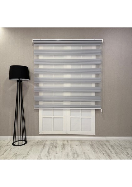 Donatti Zebra Stor Geniş Plise Güneşlik Perde Açık Gri