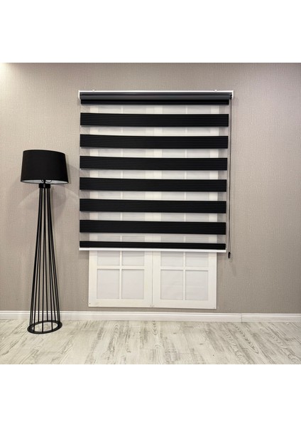 Donatti Zebra Stor Geniş Plise Güneşlik Perde Siyah