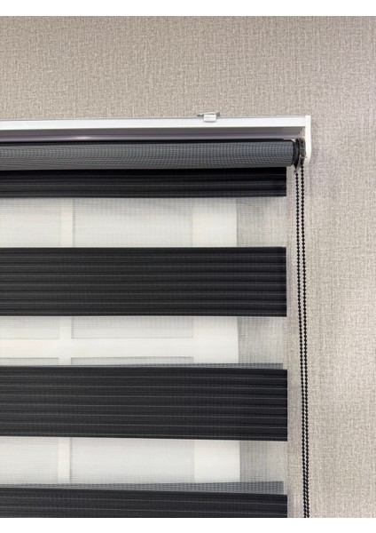 Donatti Zebra Stor Geniş Plise Güneşlik Perde Siyah