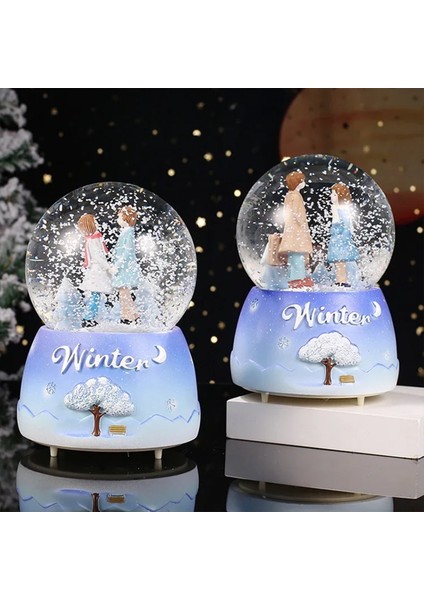 Winter Mavi Rüya Püskürtmeli Işıklı ve Müzikli Büyük Boy Kar Küresi fırsatları