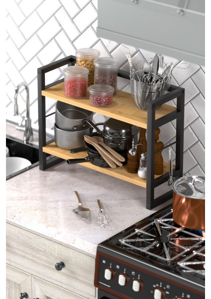 2 Raflı Metal Düzenleyici Tezgah Üstü Raf Baharatlık Banyo Rafı Metal Organizer Çok Amaçlı Raf fiyatları
