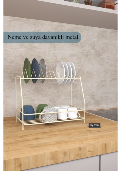 Metal Kahve Köşesi Pratik Bulaşıklık Tezgah Üstü Bulaşık Kurutma Fincan Kupa Düzenleyici