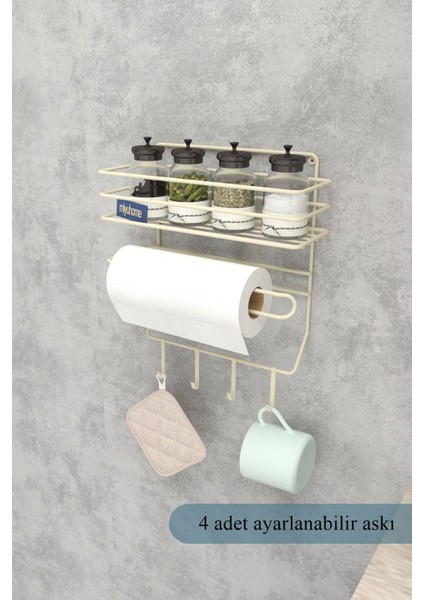 Lüks Mutfak Rafı 4 Kancalı Banyo Rafı Banyo Mutfak Düzenleyici Duvara Monte Raf Paslanmaz Organizer fırsatları