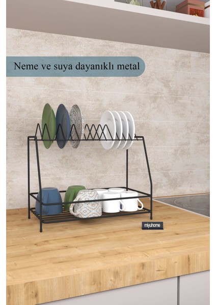 Metal Kahve Köşesi Pratik Bulaşıklık Tezgah Üstü Bulaşık Kurutma Fincan Kupa Düzenleyici