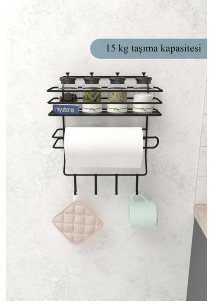 Lüks Mutfak Rafı 4 Kancalı Banyo Rafı Banyo Mutfak Düzenleyici Duvara Monte Raf Paslanmaz Organizer