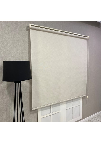 Lüks Güneşlik Düz Stor Perde Krem
