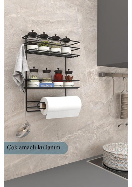 Kancalı Mutfak Düzenleyici Baharatlık Havluluk Paslanmaz Banyo Rafı Mutfak Banyo Rafı Organizer