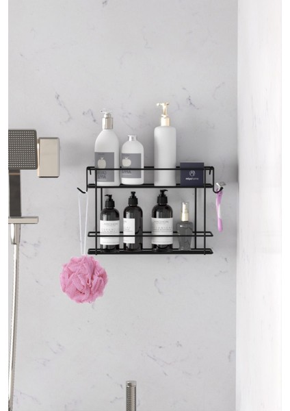 2 Raflı Baharatlık Duvara Monte Banyo Düzenleyici Kancalı Mutfak Rafı Çok Amaçlı Organizer modelleri