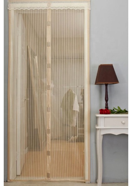 Mıknatıslı Mutfak Balkon Dış Kapı Sinekliği 90X210 cm Bej Renk