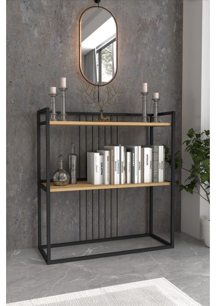 2 Raflı Metal Dresuar Raflı Lüx Dresuar Kitaplık Salon Düzenleyici 2 Raflı Konsol