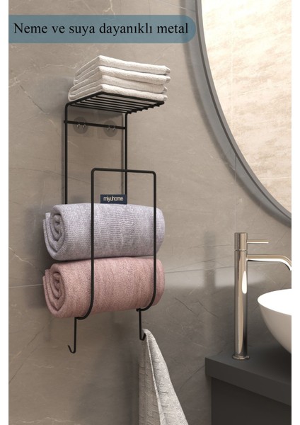 Yapışkanlı Havluluk Metal Havlu Düzenleyici Banyo Askısı Havlu Askısı