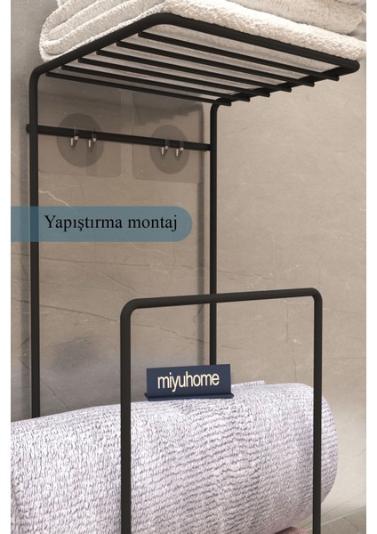 Yapışkanlı Havluluk Metal Havlu Düzenleyici Banyo Askısı Havlu Askısı