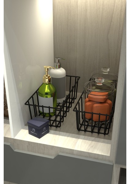 2'li Dikdörtgen Lüks Sepet Mutfak Düzenleyici Banyo Organizer Tel Sepet metal organizer meyve sepeti