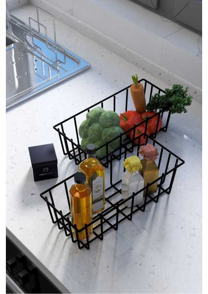 2'li Dikdörtgen Lüks Sepet Mutfak Düzenleyici Banyo Organizer Tel Sepet metal organizer meyve sepeti modelleri