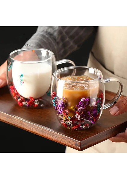Pablıto 2 Adet Çift Cidarlı Çiçekli Bardak 250ML